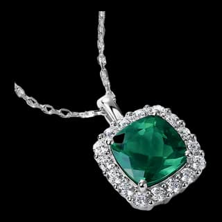 S925 Sterling Silver Lab-Grown Emerald Pendant — JKW-735648B97E9E-V001
