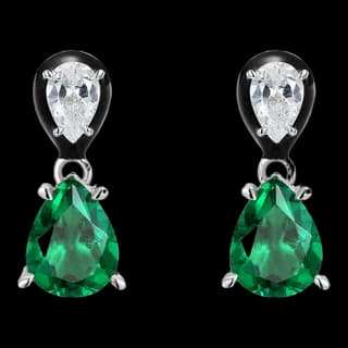 S925 Sterling Silver Lab-Grown Emerald Stud Earrings (Pair) — JKW-80E6D85FE567-V001