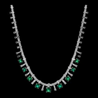 S925 Sterling Silver Lab-Grown Emerald Necklace — JKW-04D9AB195AF4-V001
