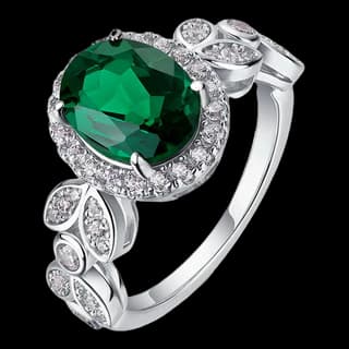 S925 Sterling Silver Lab-Grown Emerald Ring — JKW-378F90FDE739-V001