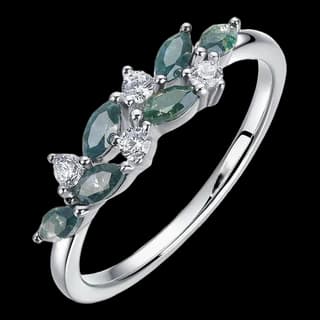 S925 Sterling Silver Moss Agate Ring