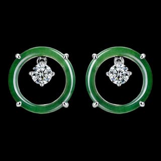 S925 Sterling Silver Moss Agate Stud Earrings (Pair) — JKW-C69694D0AFF6-V001