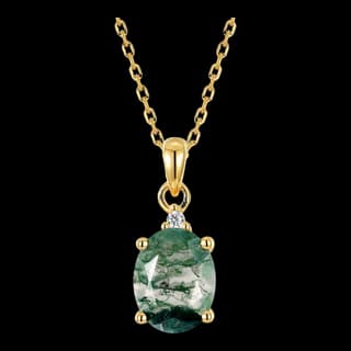 S925 Sterling Silver Moss Agate Pendant — JKW-E96EBCA4D06E-V001