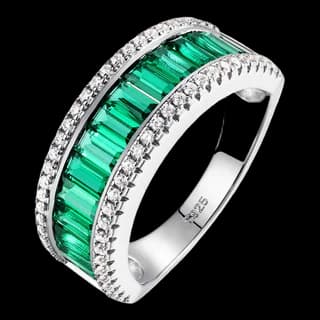 S925 Sterling Silver Lab-Grown Emerald Ring — JKW-A2B0598E4630-V001