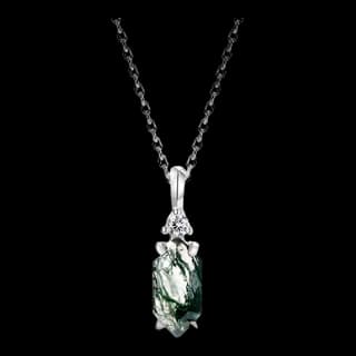 S925 Sterling Silver Moss Agate Pendant — JKW-C09C19D4E7F5-V001