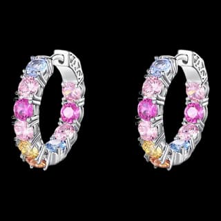 S925 Sterling Silver Multicolor Zircon Stud Earrings (Pair) — JKW-899AA4F66453-V001