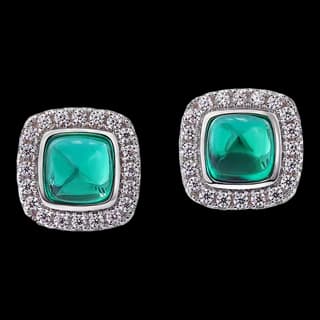 S925 Sterling Silver Lab-Grown Emerald Stud Earrings (Pair) — JKW-0E4581DFAFB3-V001