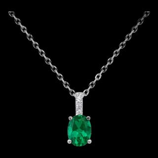 S925 Sterling Silver Lab-Grown Emerald Pendant — JKW-B44743933C65-V001