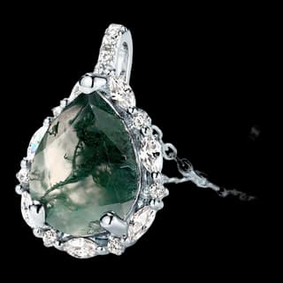 S925 Sterling Silver Moss Agate Pendant — JKW-B9F489595E53-V001