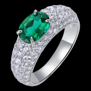 S925 Sterling Silver Lab-Grown Emerald Ring — JKW-2D7C19365522-V001