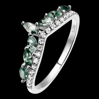 S925 Sterling Silver Moss Agate Ring — JKW-A31C7A4444BC-V001