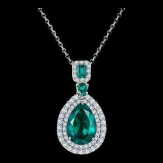 S925 Sterling Silver Lab-Grown Emerald Necklace — JKW-DE4B593338B0-V001