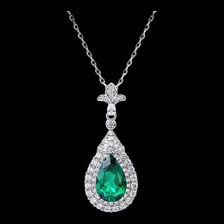 S925 Sterling Silver Lab-Grown Emerald Necklace — JKW-39E7046D8E4B-V001