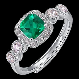 S925 Sterling Silver Lab-Grown Emerald Ring