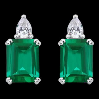 S925 Sterling Silver Lab-Grown Emerald Stud Earrings (Pair) — JKW-90A472C8F9D1-V001