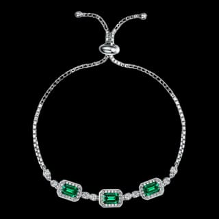 S925 Sterling Silver Lab-Grown Emerald Bracelet — JKW-2497946B05AE-V001