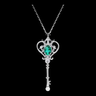 S925 Sterling Silver Lab-Grown Emerald Pendant — JKW-844A539006AE-V001