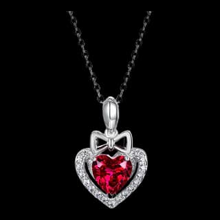 S925 Sterling Silver Lab-Grown Ruby Necklace — JKW-DF6B29822B0C-V001