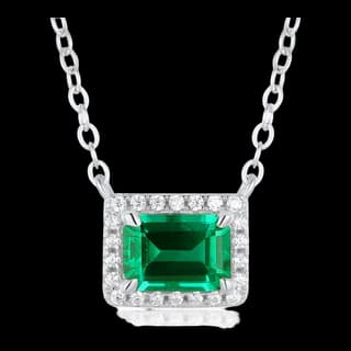 S925 Sterling Silver Lab-Grown Emerald Necklace — JKW-0B210C330249-V001