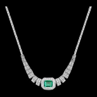 S925 Sterling Silver Lab-Grown Emerald Necklace — JKW-E151D3454865-V001