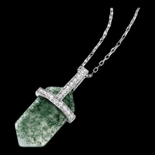S925 Sterling Silver Moss Agate Pendant — JKW-84F978CB7016-V001