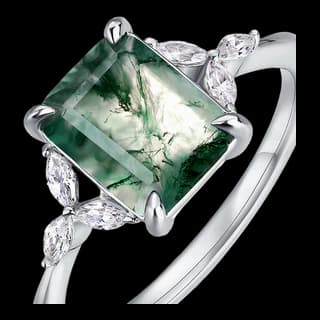 S925 Sterling Silver Moss Agate Ring — JKW-1D9AB1F9941F-V001