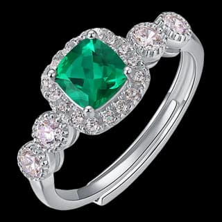 S925 Sterling Silver Lab-Grown Emerald Ring