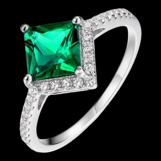 S925 Sterling Silver Lab-Grown Emerald Ring — JKW-631A034982E9-V001