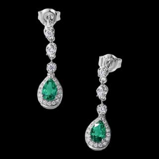 S925 Sterling Silver Lab-Grown Emerald Stud Earrings (Pair) — JKW-D1FDC9B9DACA-V001