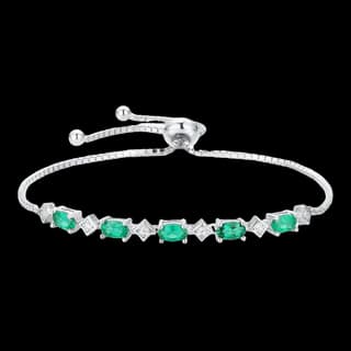 S925 Sterling Silver Lab-Grown Emerald Bracelet
