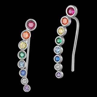 S925 Sterling Silver Multicolor Zircon Stud Earrings (Pair) — JKW-B30B25B3E498-V001