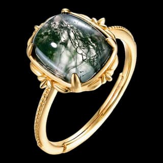 S925 Sterling Silver Moss Agate Ring — JKW-C1C86AE2023E-V001