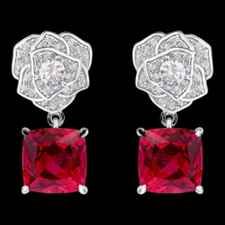 S925 Sterling Silver Lab-Grown Ruby Stud Earrings (Pair) — JKW-6224BC55EB9A-V001