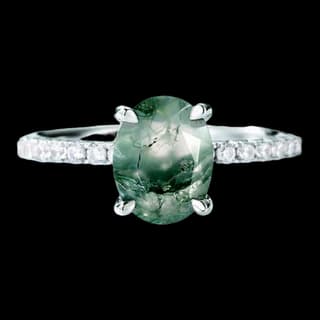 S925 Sterling Silver Moss Agate Ring — JKW-E9D73AD4CB9E-V001