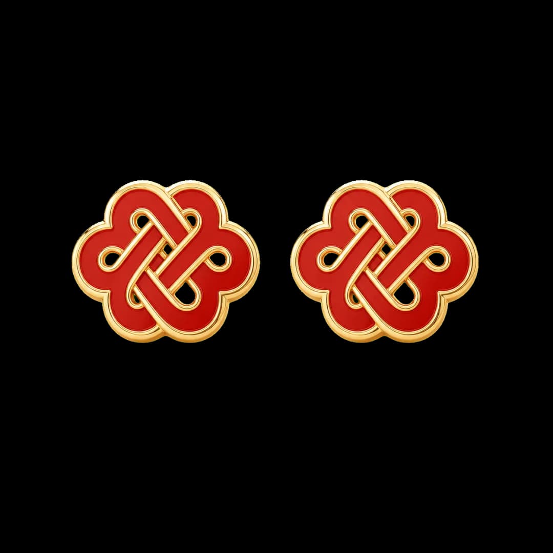 Double Happiness Knot Stud Earrings transparent product image