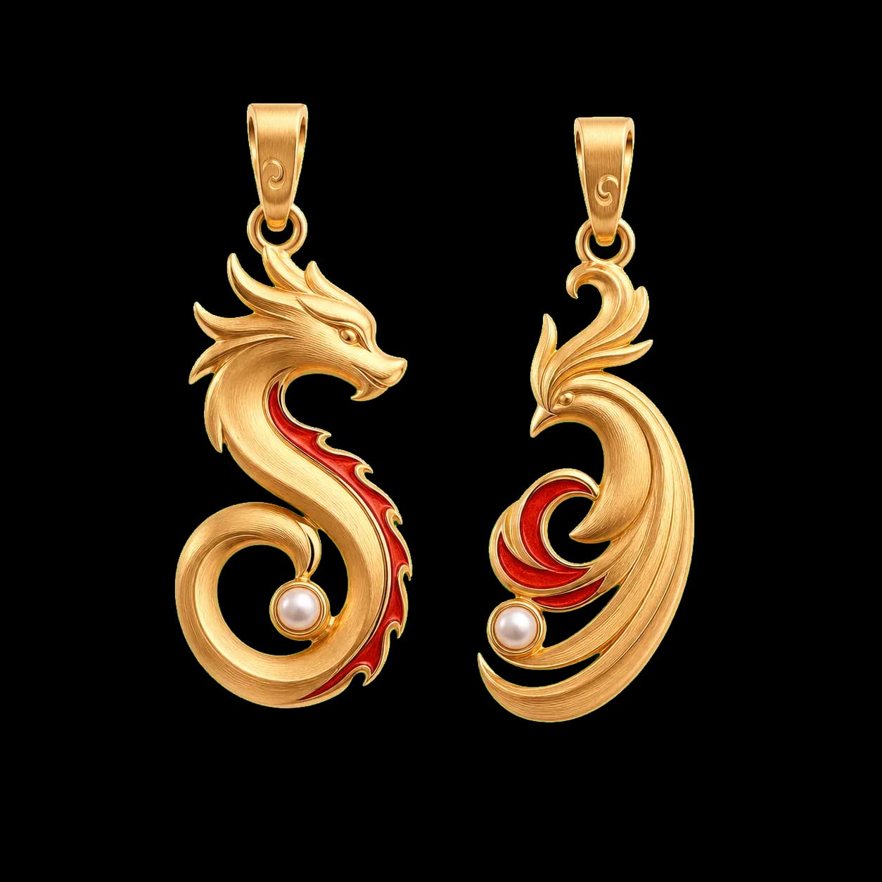 Dragon Phoenix Harmony Pendant Pair transparent product image