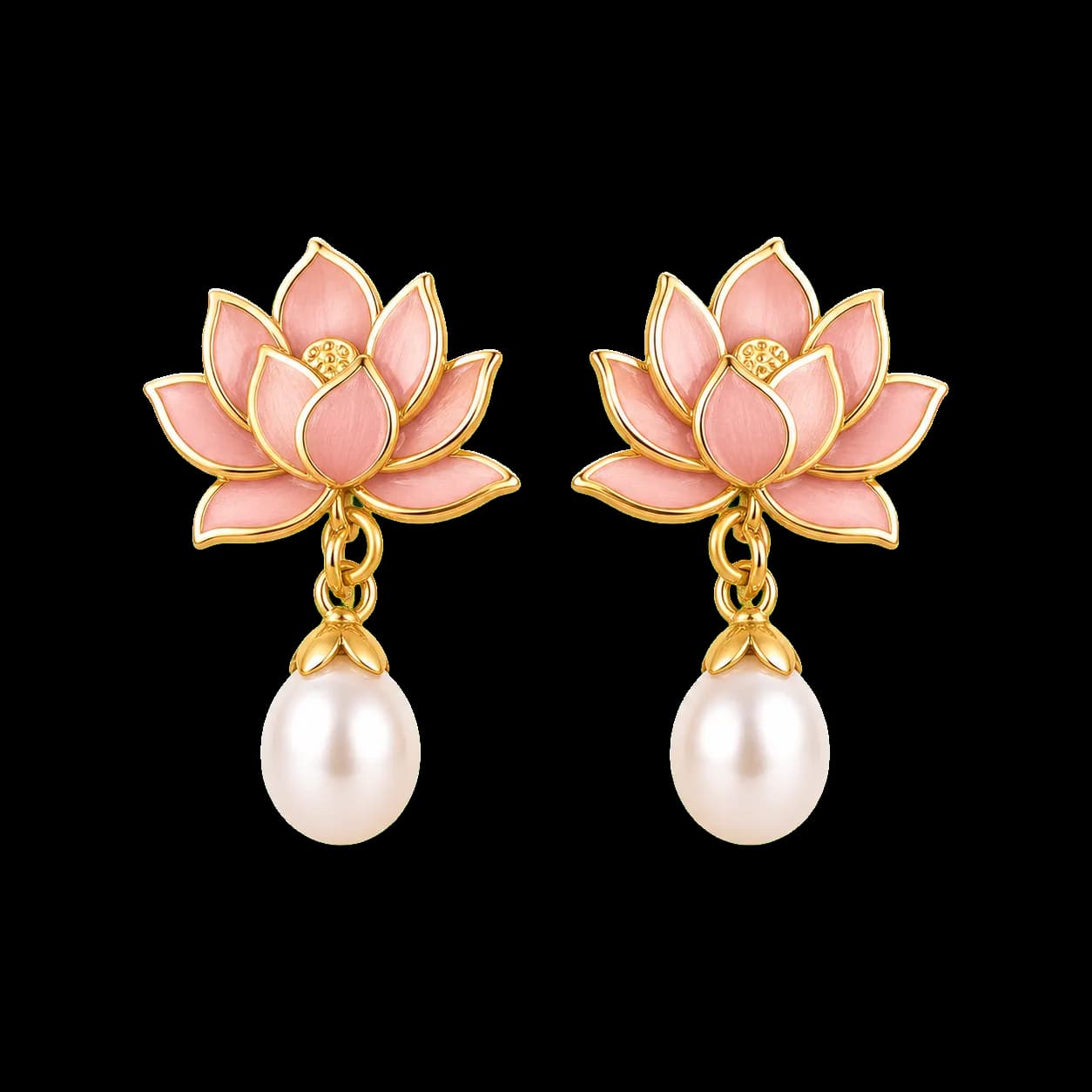 Lotus Pearl Drop Earrings transparent product image