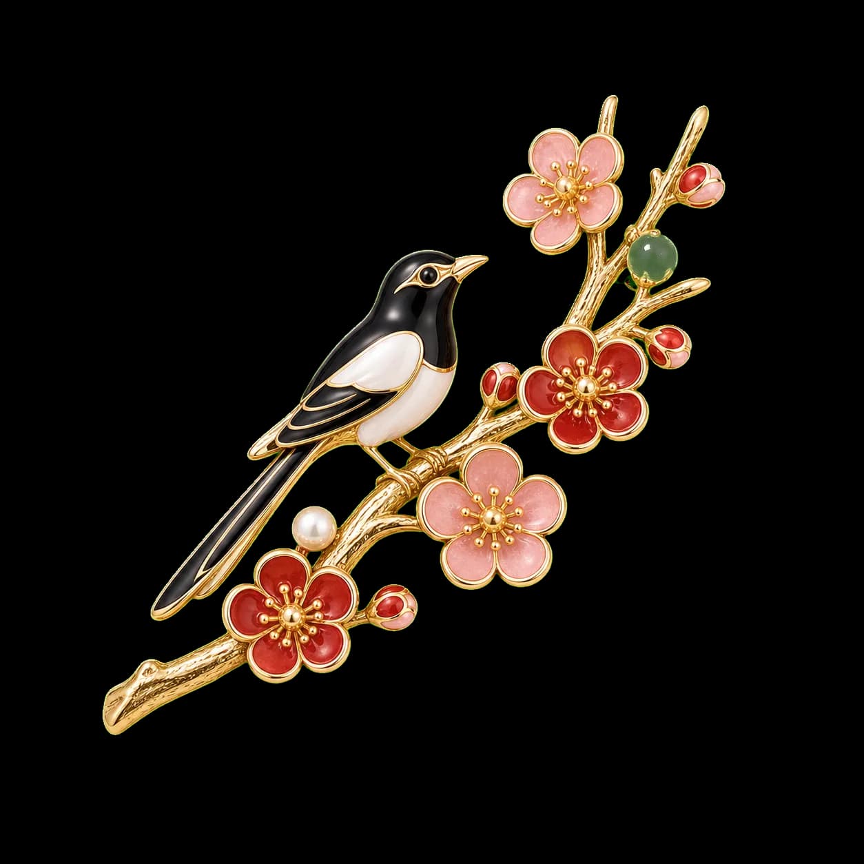 Magpie Plum Blessing Brooch transparent product image