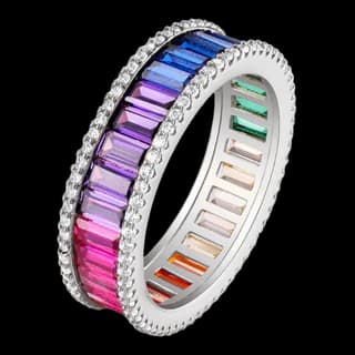S925 Sterling Silver Multicolor Zircon Ring