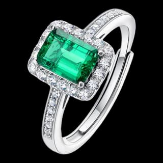 S925 Sterling Silver Lab-Grown Emerald Ring