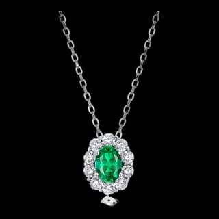 S925 Sterling Silver Lab-Grown Emerald Necklace