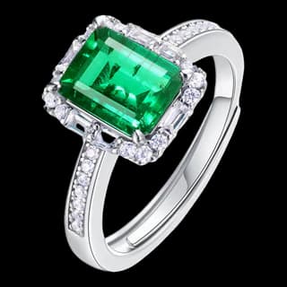 S925 Sterling Silver Lab-Grown Emerald Ring