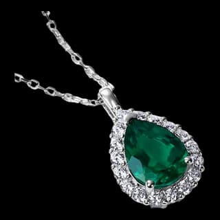 S925 Sterling Silver Lab-Grown Emerald Pendant — JKW-23D2EBA61FB1-V001