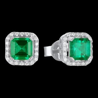 S925 Sterling Silver Lab-Grown Emerald Stud Earrings (Pair) — JKW-66157EAA45B9-V001