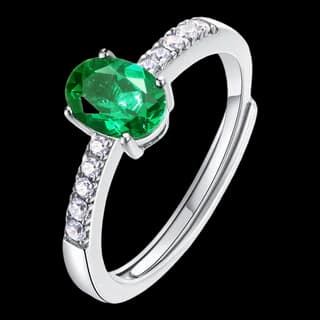 S925 Sterling Silver Lab-Grown Emerald Ring — JKW-A54470E93748-V001