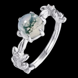 S925 Sterling Silver Moss Agate Ring — JKW-FD8AC614D037-V001