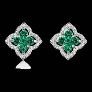 S925 Sterling Silver Lab-Grown Emerald Stud Earrings (Pair) — JKW-7B15E2E7A084-V001