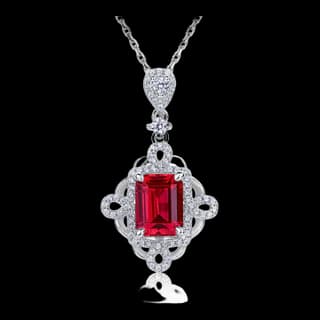S925 Sterling Silver Lab-Grown Ruby Pendant — JKW-B5509324ABBD-V001