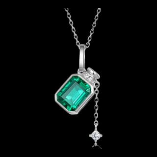 S925 Sterling Silver Lab-Grown Emerald Pendant — JKW-5E587BF33CF0-V001