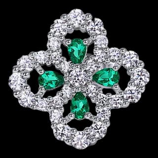 S925 Sterling Silver Lab-Grown Emerald Stud Earrings (Pair) — JKW-0105D0CD1F3A-V001